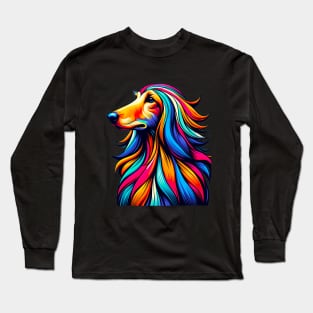 Cool Afghan Hound Colorful Dog Afghan Hound Art Long Sleeve T-Shirt